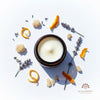 sun and honey tallow balm with dried frankincense lavender sprigs and orange peel for blog post showing the benefits of these essential oils in tallow skincare