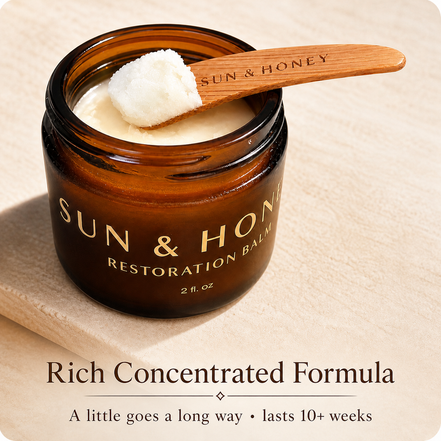 jar showing rich texture of Sun and Honey Tallow Balm